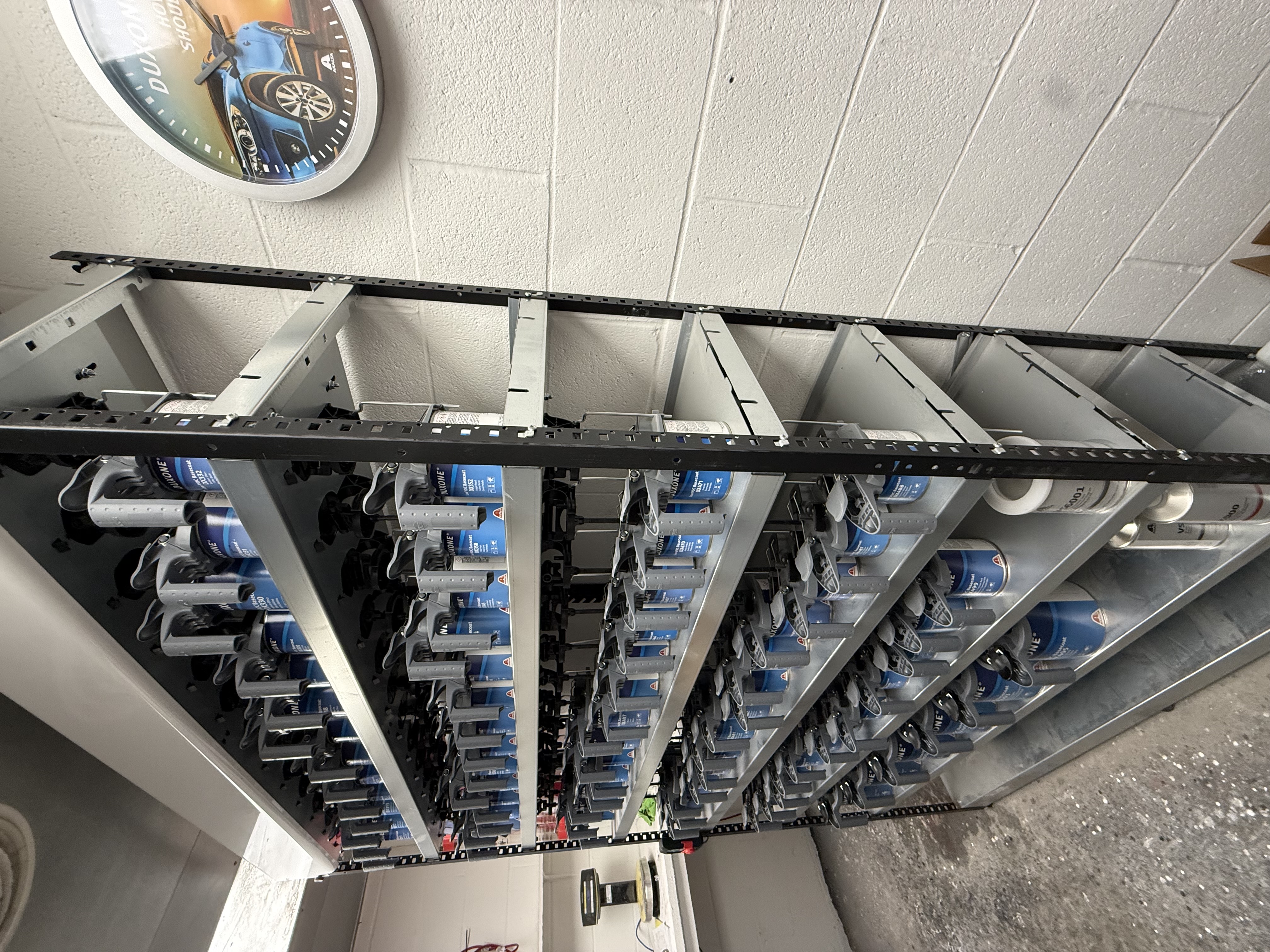 Duxone professional paint mixing system with full tint rack